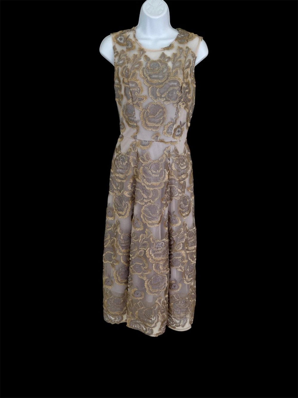 Anthropologie BHLDN Hitherto Eleanor gold and silver floral dress, size 2.